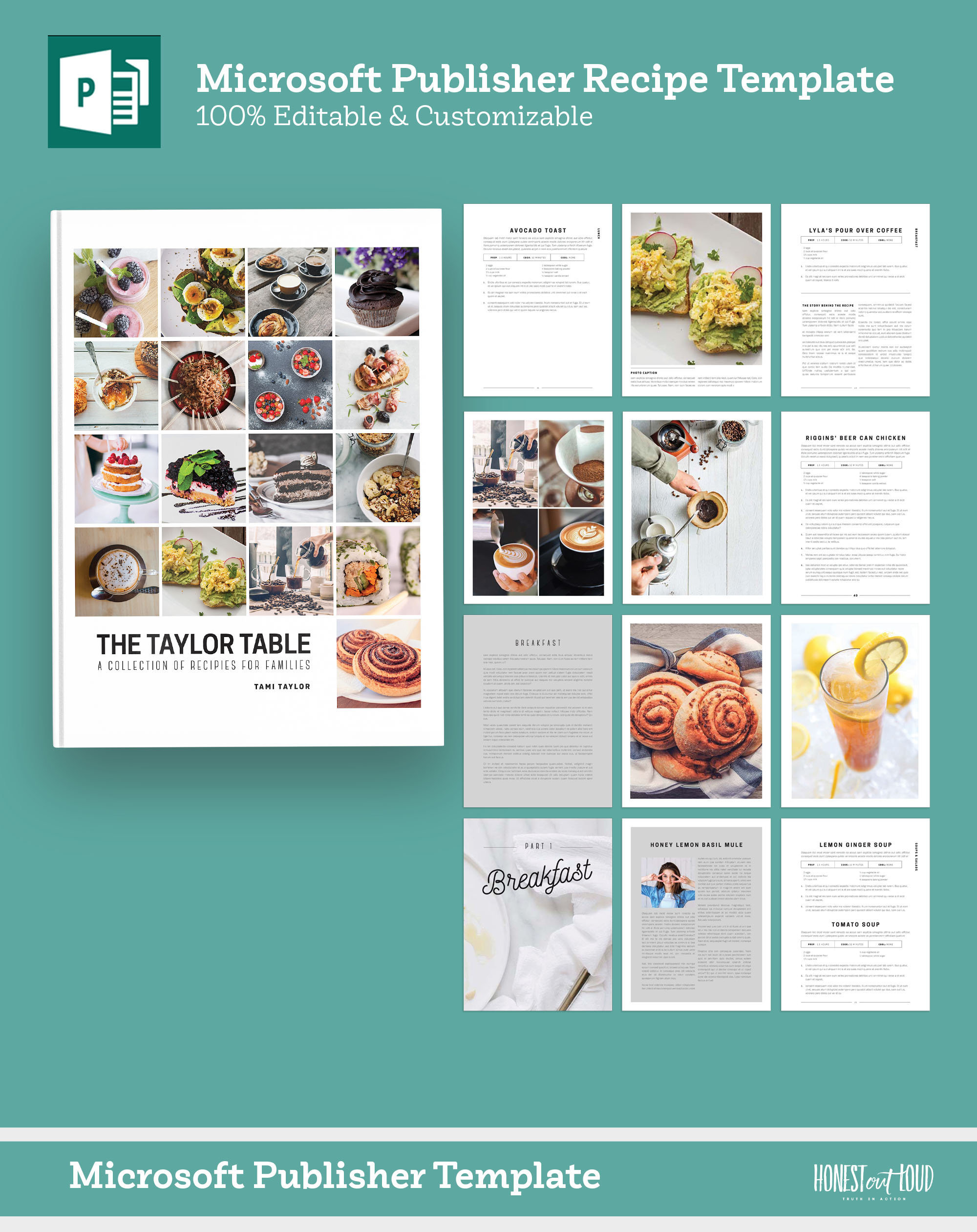 Cookbook / Recipe Template for Microsoft Publisher Instant Etsy