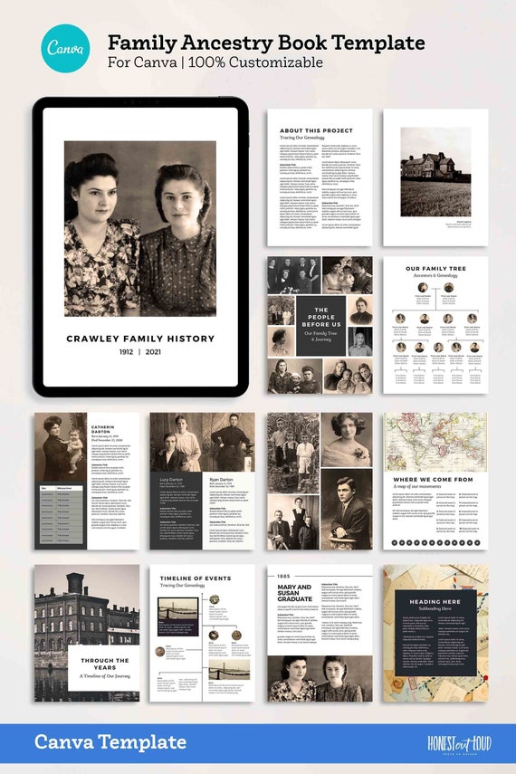 Ancestry Book Template Family Tree Family History and Genealogy Printable  Book iPad Canva 