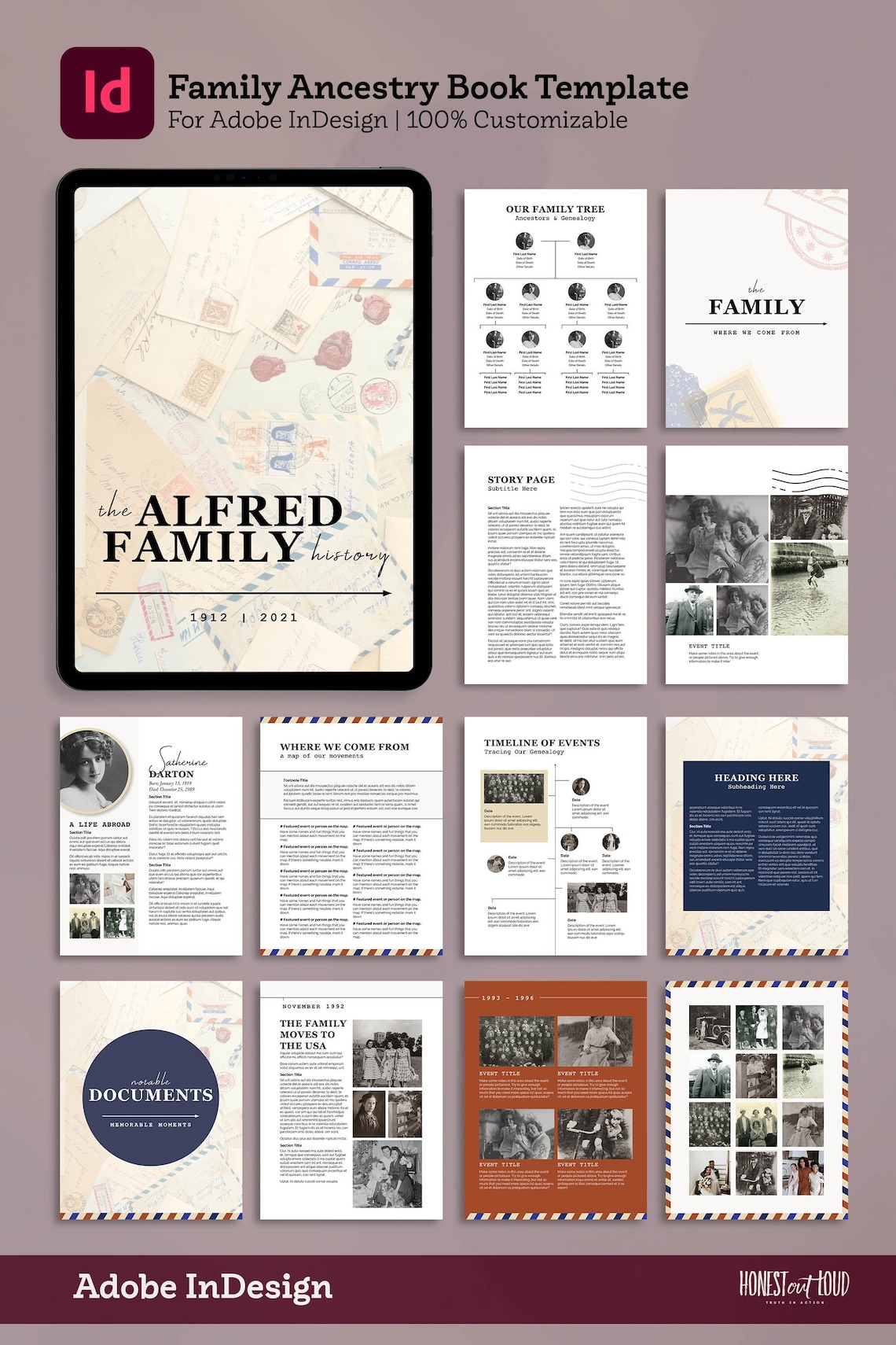 Ancestry Book Template | Family Tree Family History Genealogy Book ...
