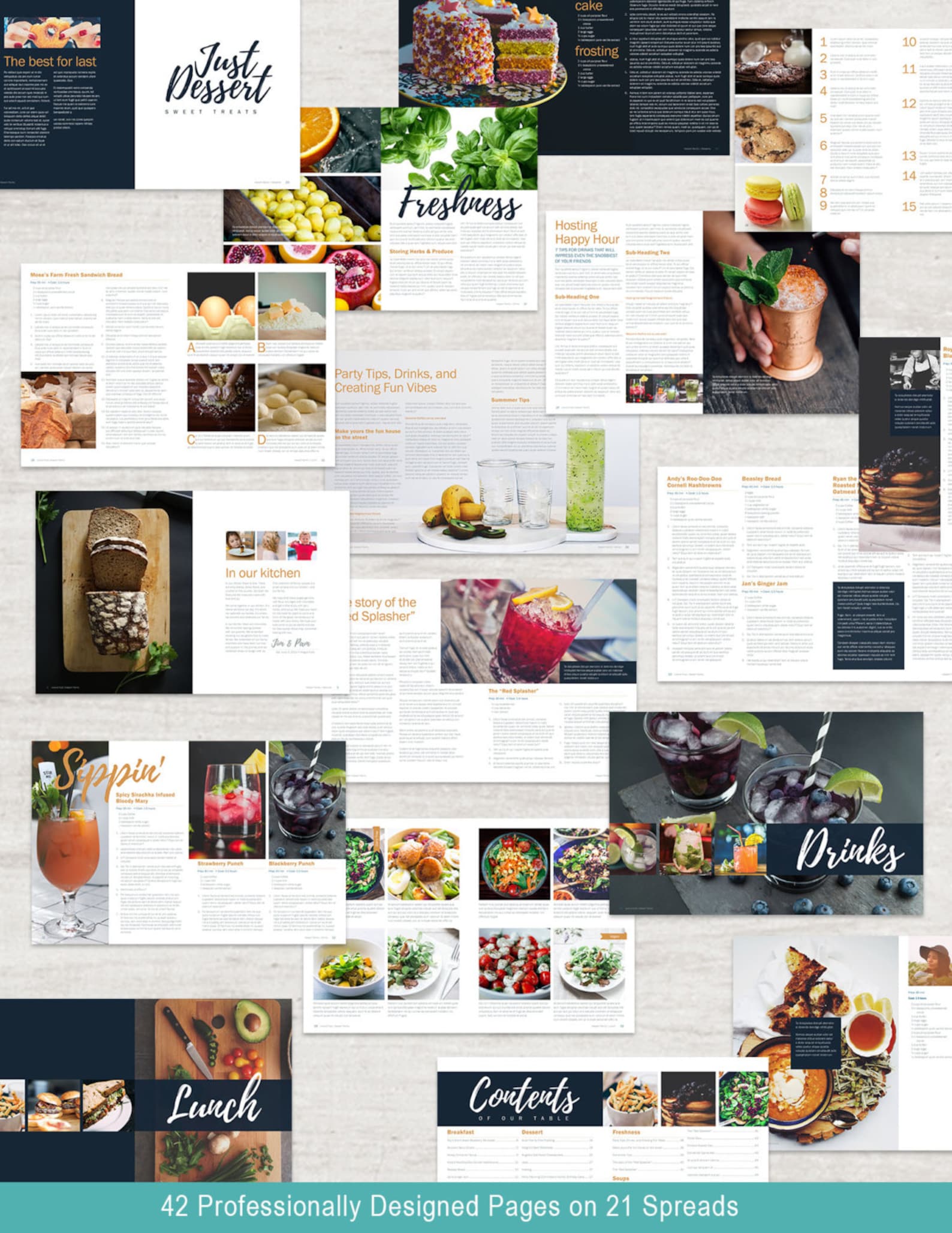 Cookbook and Recipe Template for Adobe InDesign Instant Etsy