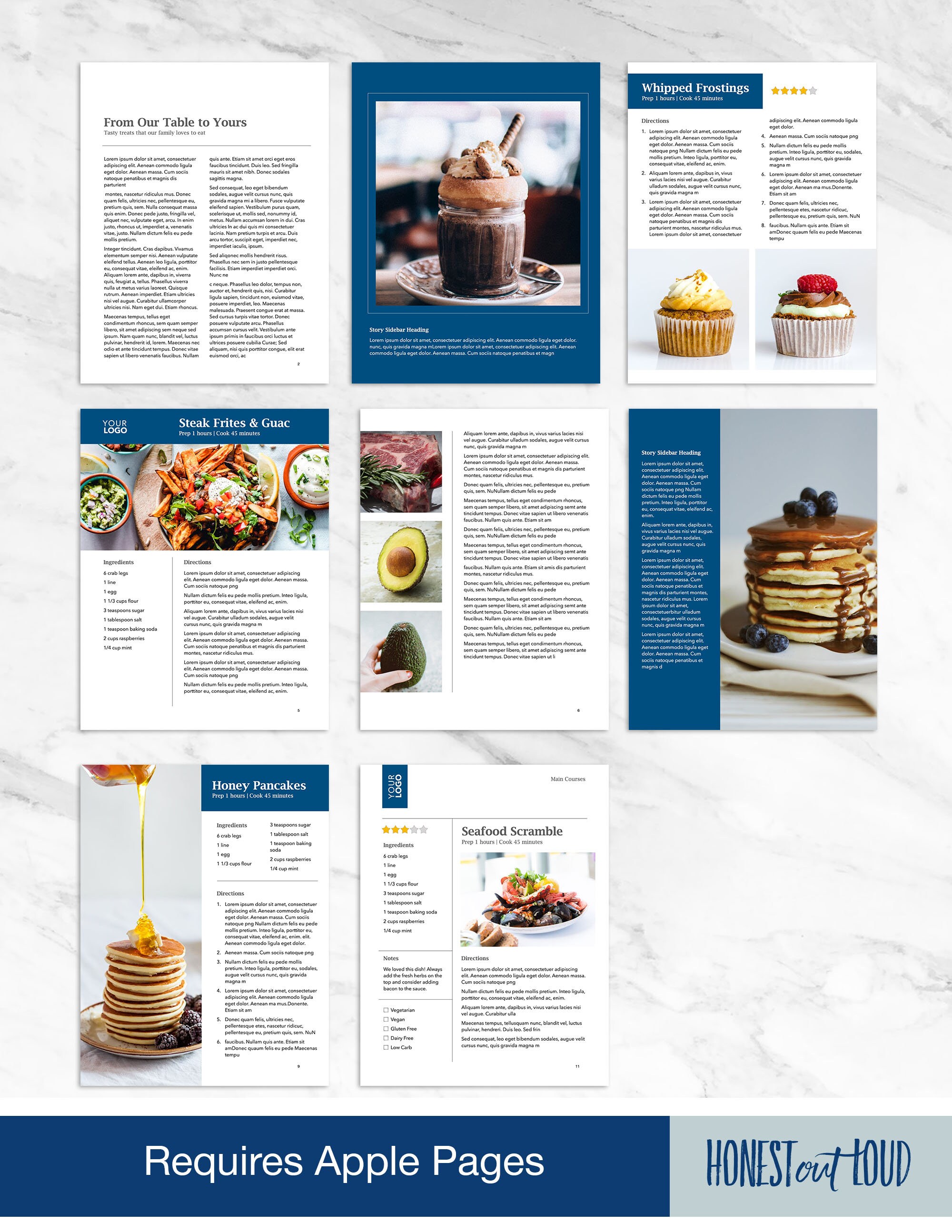 Cookbook and Recipe Template for Apple Pages | Instant Printable ...