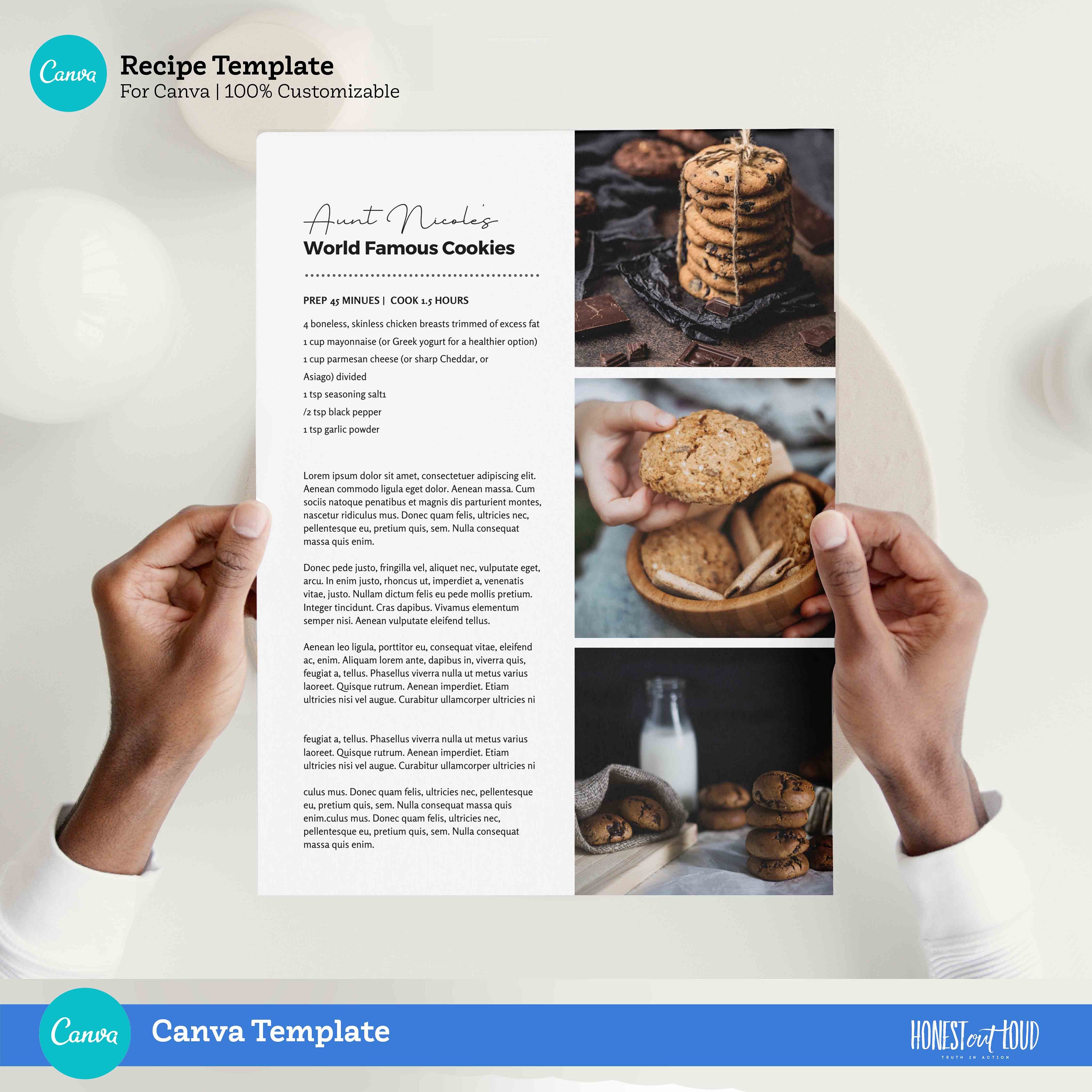 Canva Recipe Family Cookbook Printable Template - US Letter 8.5x11 ...