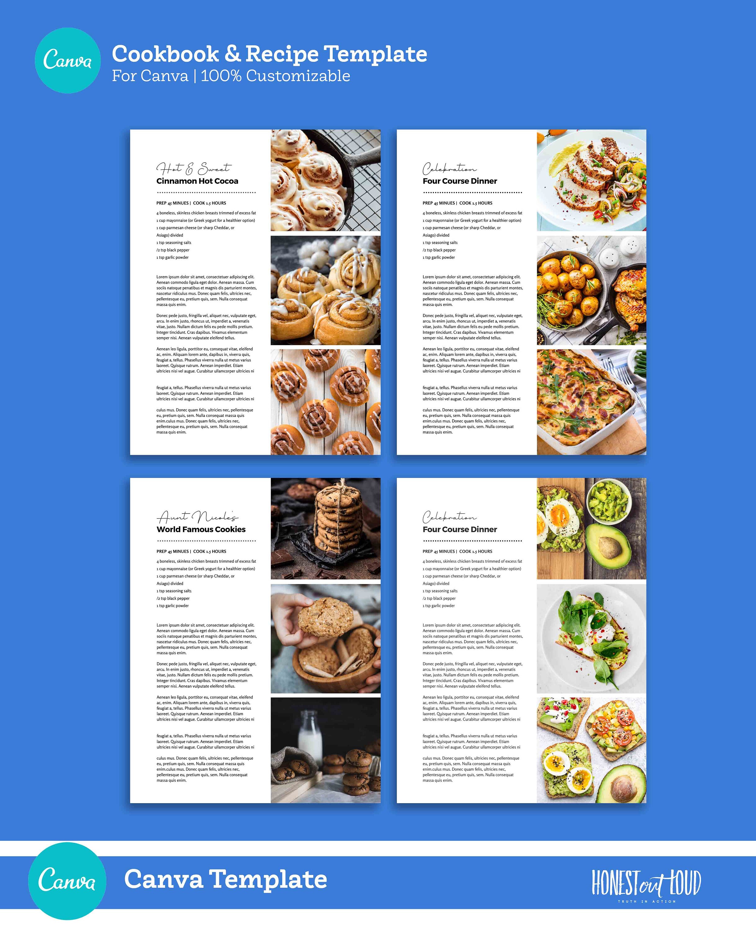 Canva Recipe Family Cookbook Printable Template - US Letter 8.5x11 ...