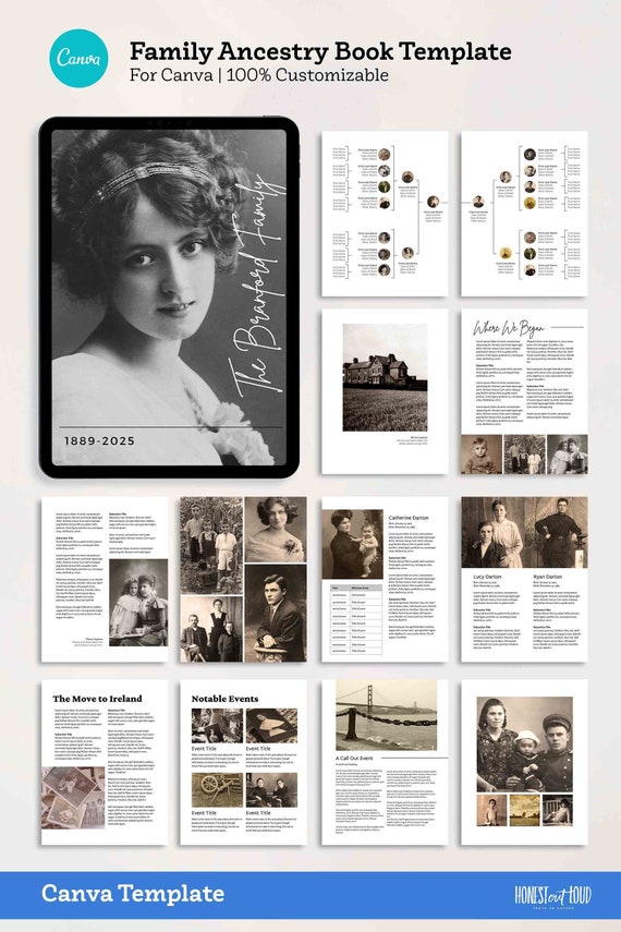 Buy Ancestry Book Template Family Tree Family History and Genealogy  Printable Book iPad Mac PC Canva Online in India 