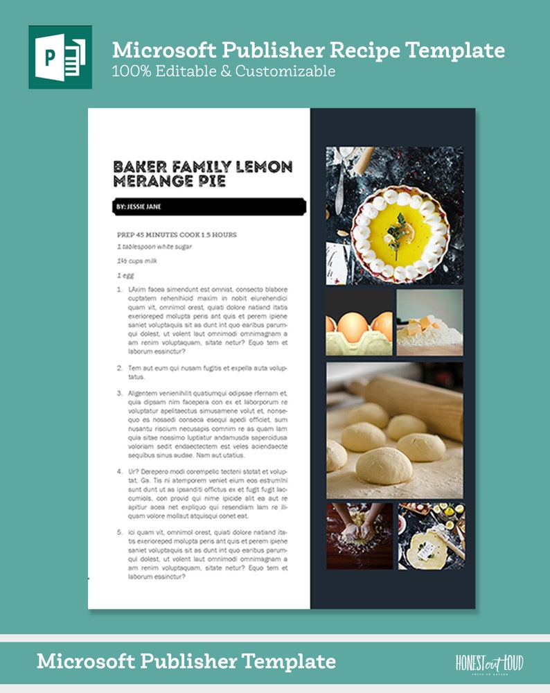 microsoft publisher recipe template