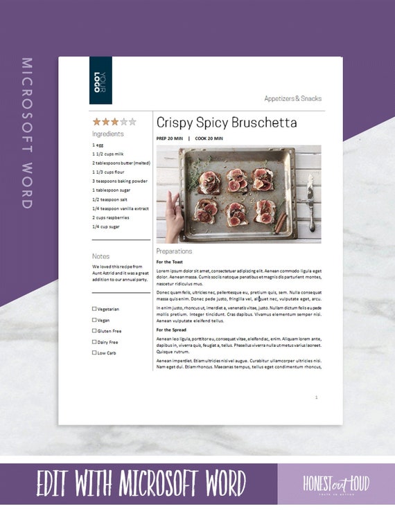 Free and customizable cookbook templates