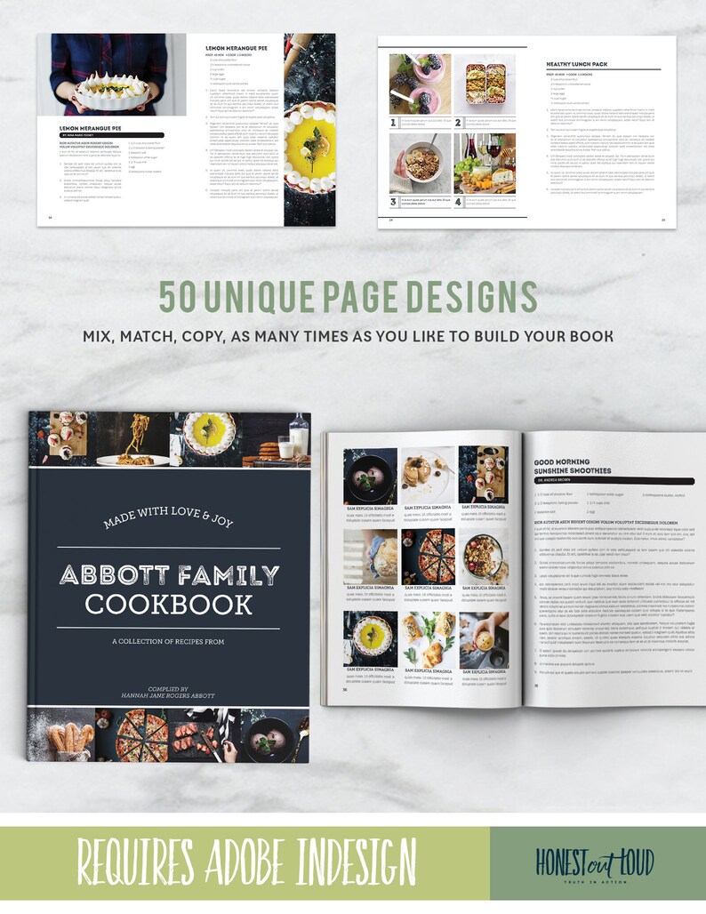 Cookbook Recipe Template for Adobe Indesign Instant Etsy