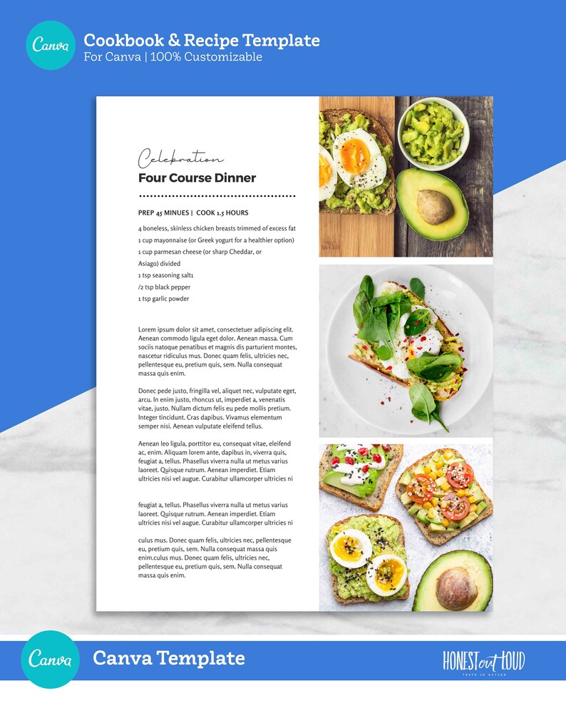 Canva Recipe Family Cookbook Printable Template - US Letter 8.5x11 ...