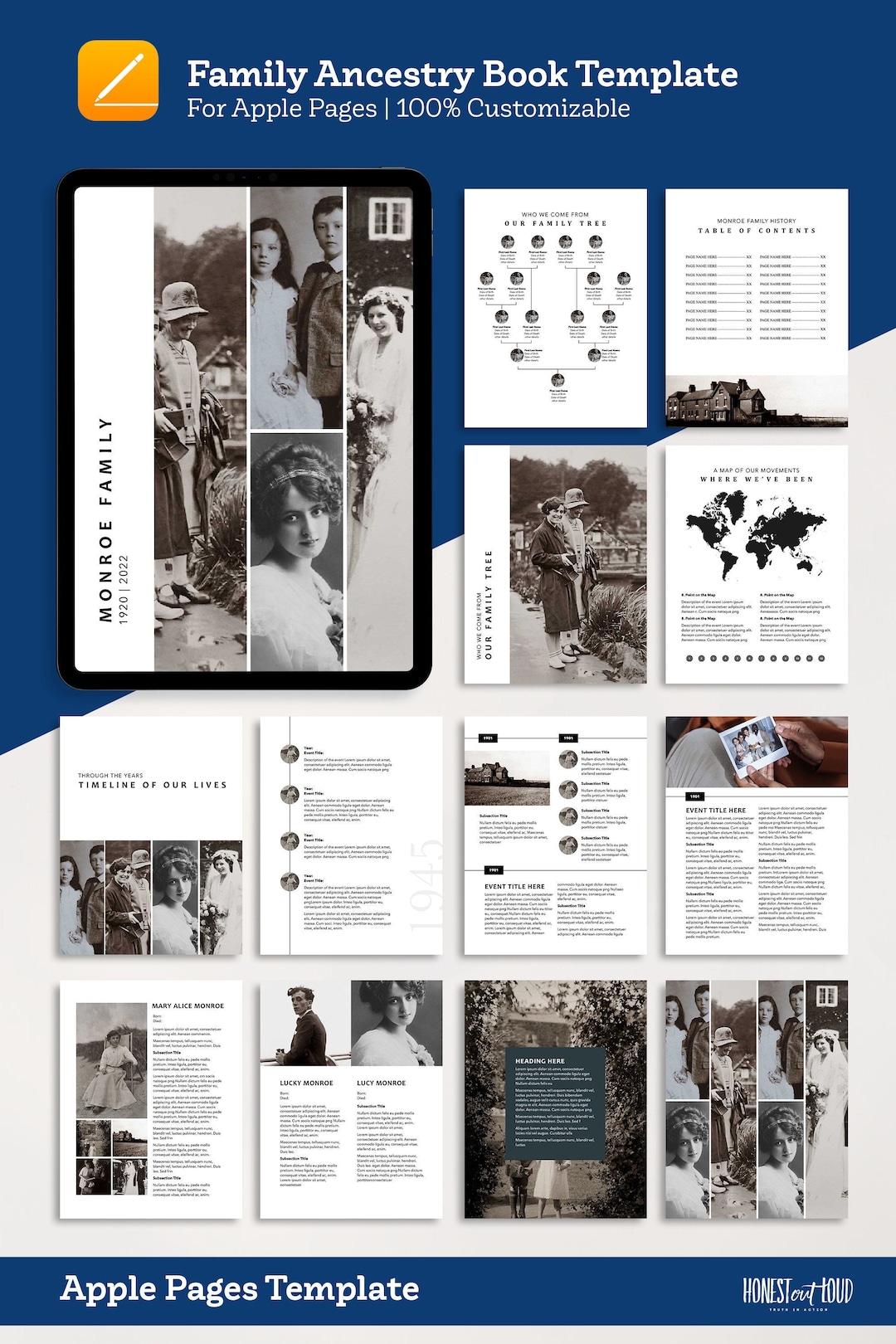 Ancestry Book Template | Family Tree Family History Genealogy Book ...