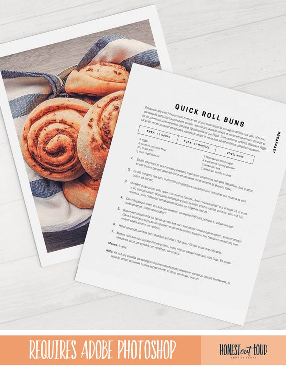 Family Recipe Template and Cookbook Printable | Adobe Photoshop | US Paper 8.5x11 and International A4 | Instant Download for Binders