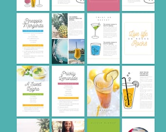 Printable Cocktail Recipe Template for Adobe InDesign | Instant Download