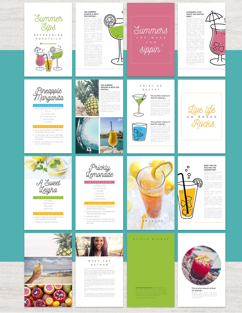 Printable Cocktail Recipe Template for Adobe (Download Now) Etsy