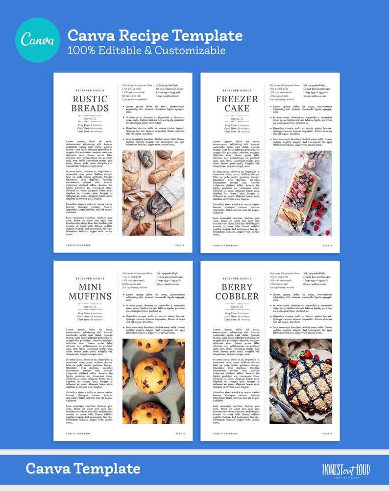 Canva Recipe Book Template and Family Cookbook Template Printable - US ...