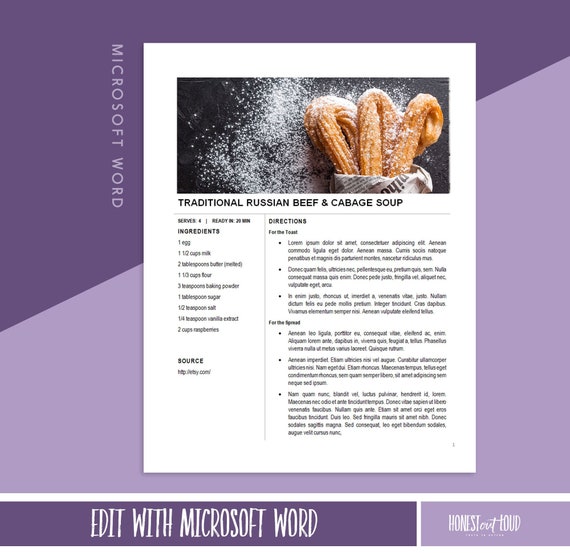 Rezept Vorlage Druckbare Microsoft Word 8 5 X 11 Instant Etsy