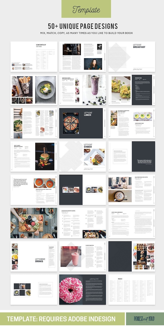 Printable Cookbook and Recipe Template for binders and albums | DIY for Adobe InDesign | Instant Digital Download