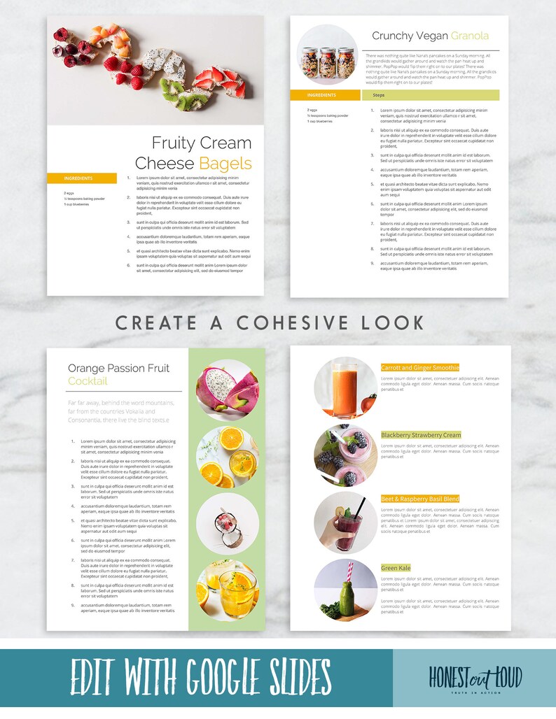Recipe Cookbook Template 8.5x11 Instant Digital Download, Google Slides ...