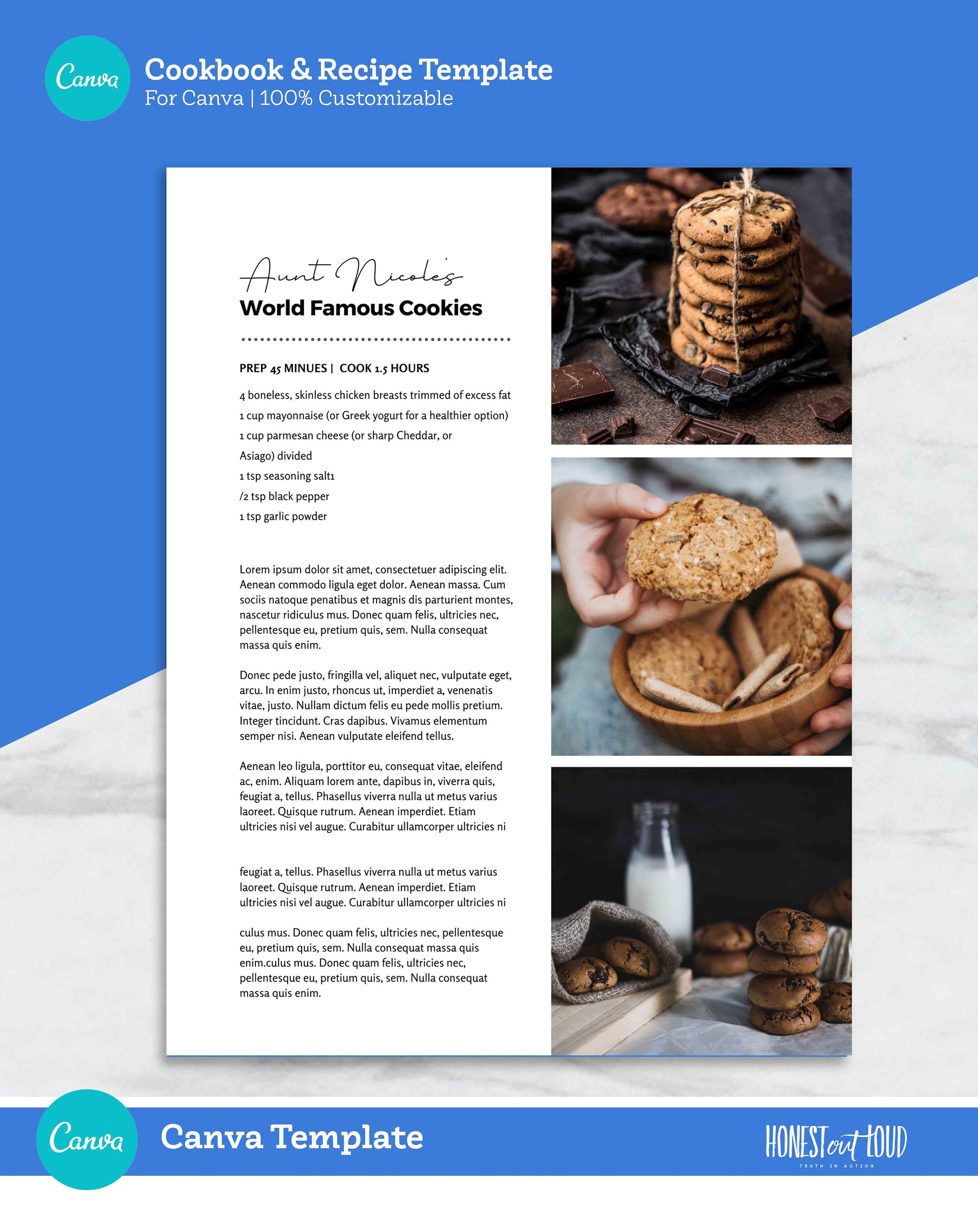 Canva Recipe Family Cookbook Printable Template - US Letter 8.5x11 ...