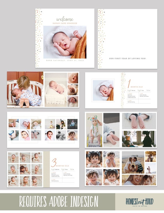 Design a baby's first-year photo book/scrapbook full of cuddling memories