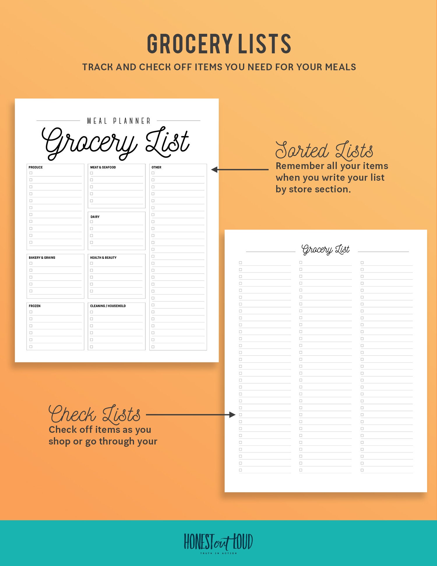 Meal and Menu Printable PDF Planner for Week and Month, Productivity ...