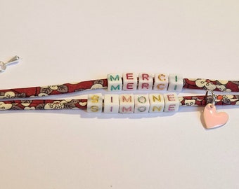 Bracelet liberty message "Merci Simone"