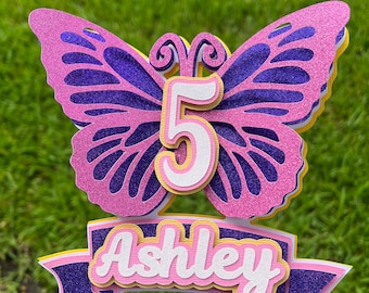 butterf Birthday cake topper personalized