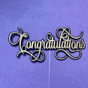 Congratulations , gold metallic  cake topper