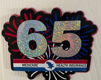 65th Medicare birthday  Over the hill funny cake topper