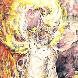 A5/A4 Lynx Fire Dancer Print
