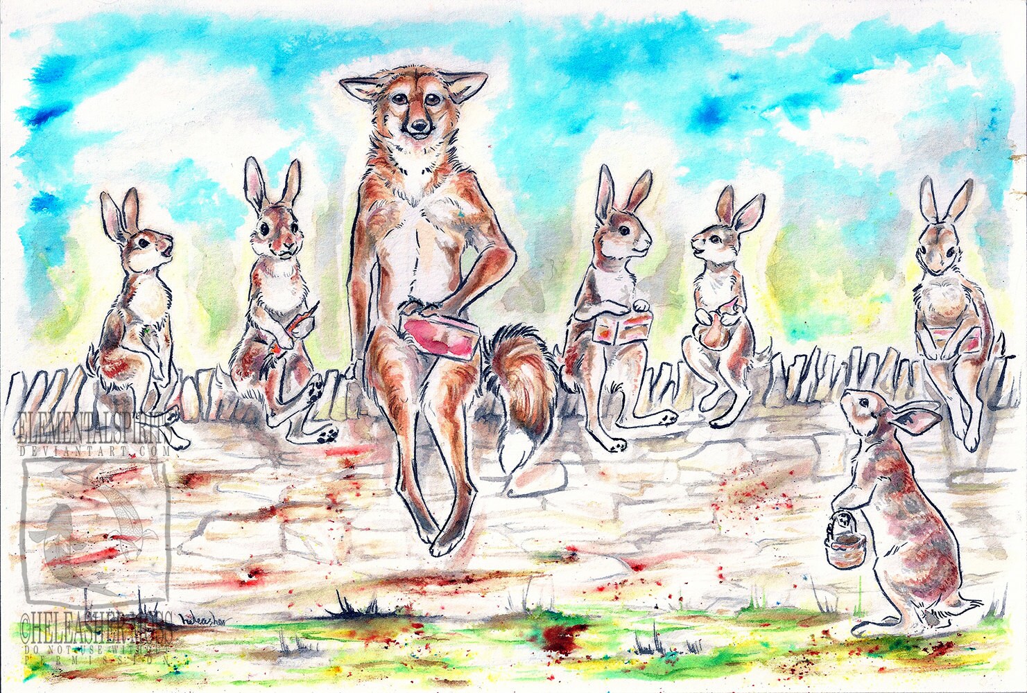 Fox Rabbit Art A5 Fox Rabbit Art Print - Etsy