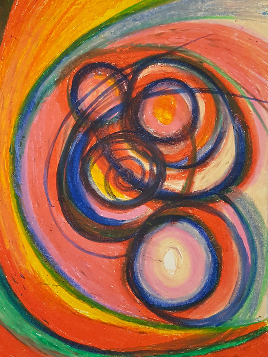 Community- Abstract Oil Pastel Drawing 9 X 12, Original Art - Etsy