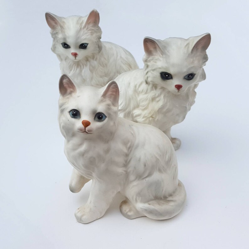 Lefton Kitty Cat Figurines White Persian Cats Single Lady | Etsy