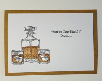 Whiskey Personalized Old Fashioned Card whiskey drinker gift customized greeting for bourbon drinker whiskey lover personalized gift