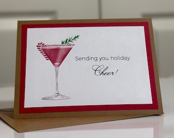 Martini Holiday card Cheers to 2024 greeting card martini lover friend card gift for mixologist bartender card gift for her gift for them