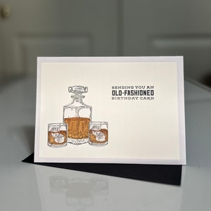 Old Fashioned Birthday Card whiskey man gifts boyfriend gifts father gifts uncle gifts brother gifts dark drinks
