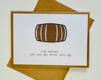Funny Old Fashioned Birthday Card Personalized whiskey man gifts boyfriend gifts Bourbon Stationary Card with Envelope