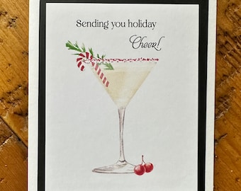 Martini greeting card drinking gifts martini with candy canes Christmas gifts holiday gift