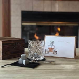 Old Fashion Vintage glass set with chilling whiskey stones for him Christmas gift for husband holiday gift for boyfriend whiskey gift set