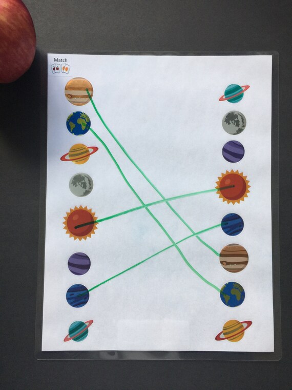 Image Match Planets Solar System Autism Busy Bag Busy Bags Montessori Home School Special Education Special Needs