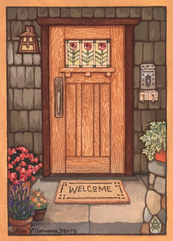 Welcome Home Front Door Craftsman Mission Style 8 X Etsy