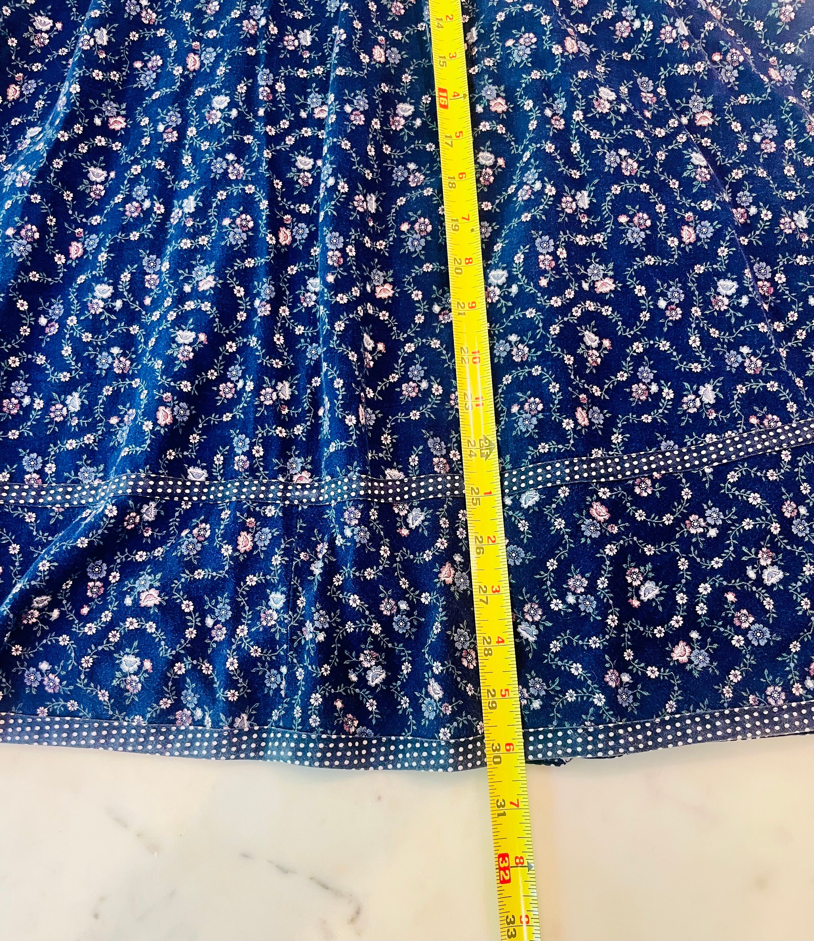 Vintage 1970s Gunne Sax Blue Floral Prairie Skirt | Cotton Folk Skirt ...