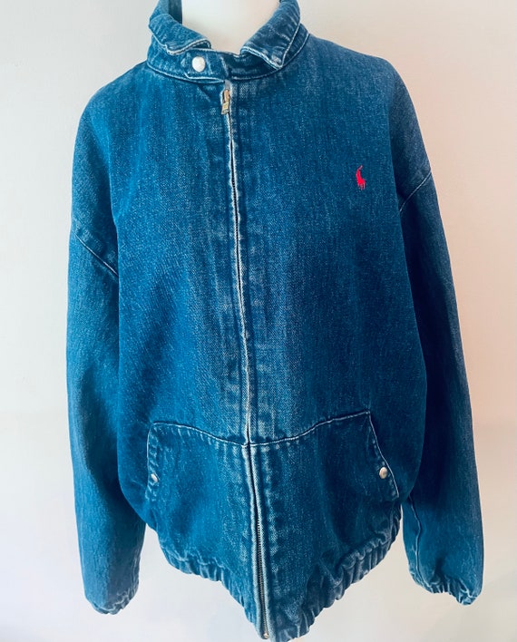 Vintage Polo by Ralph Lauren Denim Bomber Jacket … - image 4