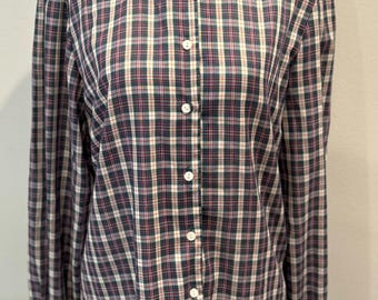 TJ's of California Vintage 70s/80s Plaid Shirt, Vintage Secretary Blouse
