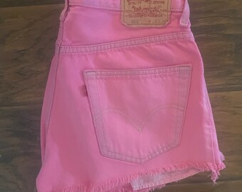 Levi's Vintage Pink 550 Cutoff Shorts, Hot Pink Cutoffs, 80's Levi's