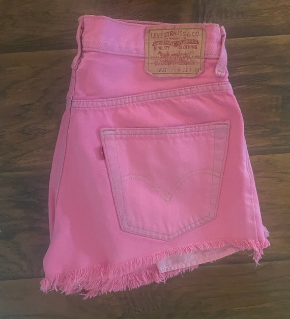 Levi's Vintage Pink 550 Cutoff Shorts, Hot Pink Cu