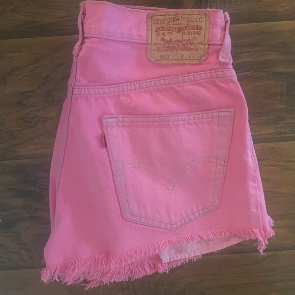 Levi's Vintage Pink 550 Cutoff Shorts, Hot Pink Cutoffs, 80's Levi's