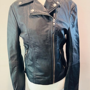 Leather Motorcycle Jacket, Vintage Leather Jacket with Roses