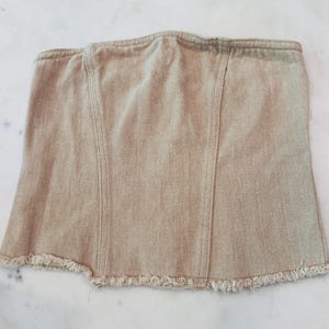 Strapless Tan Denim Top, Denim Bustier Top