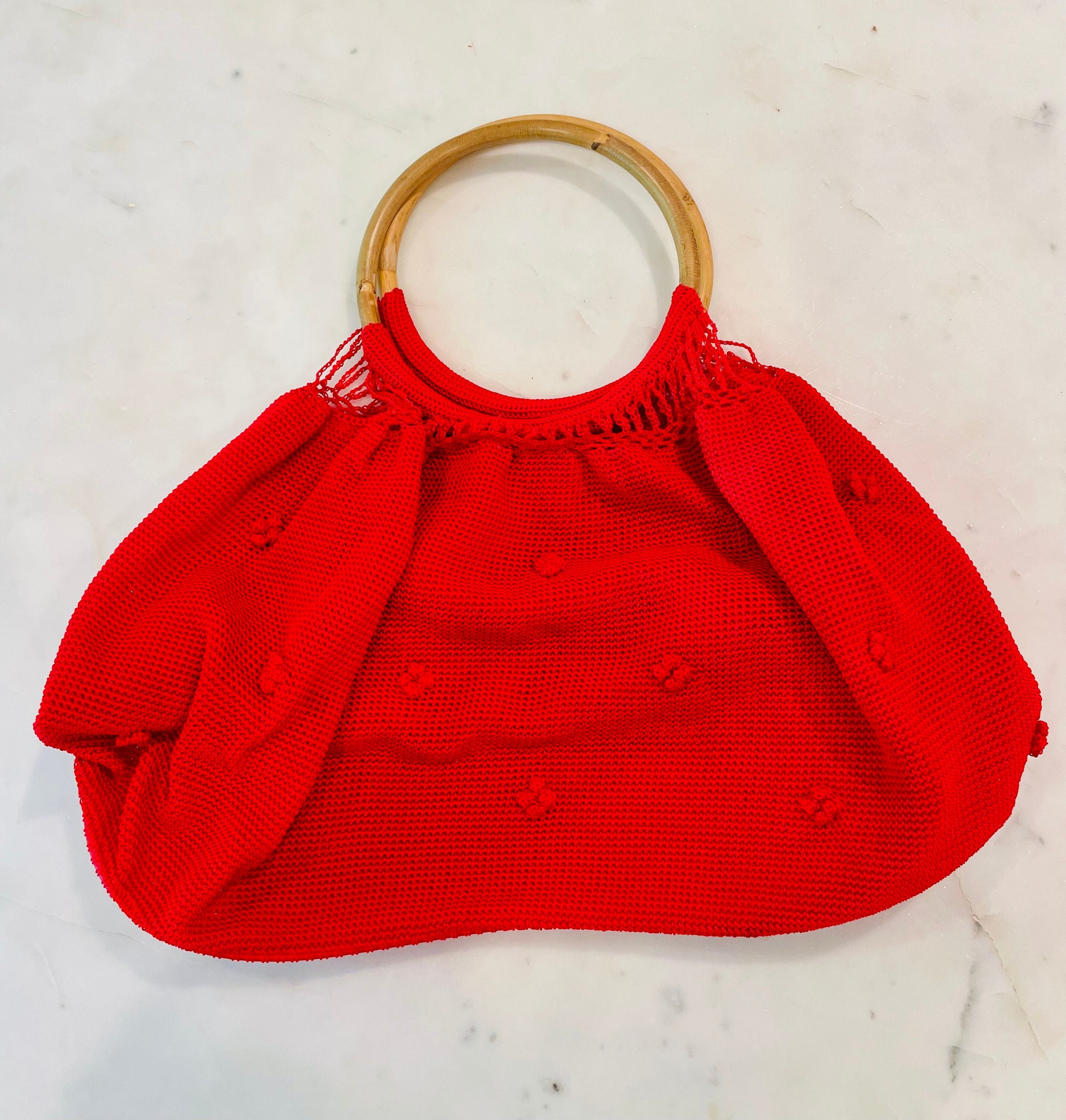 Red Bamboo Purse Bag Etsy