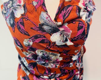 Free People Mini Dress, Floral Printed Strapless Front Wrap Dress