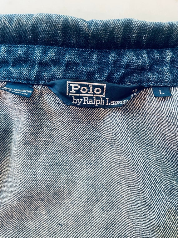 Vintage Polo by Ralph Lauren Denim Bomber Jacket … - image 7